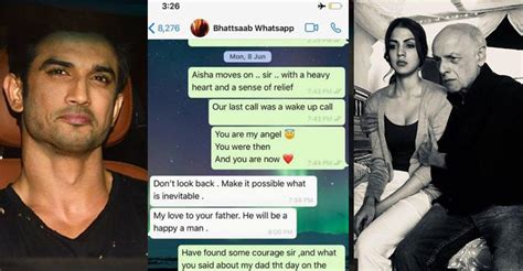 Rhea Chakraborty Mahesh Bhatts Whatsapp Chats From June 8 Went Viral