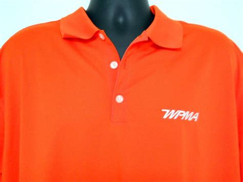 nwt new mens xl nike orange dri fit golf polo shirt 3 button front wpma logo nike polorugby