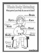 Listening Coloring Body Whole Sheet Poster Mini sketch template