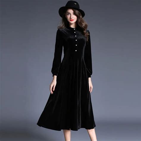 new elegant black velvet dress winter dresses women 2018 vestido longo