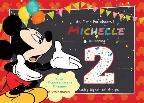 mickey mouse birthday invitation card