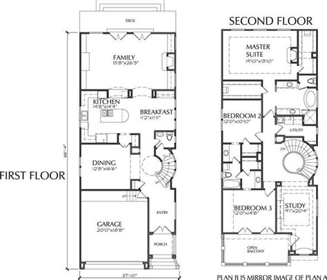 story narrow home plan  condo floor plans