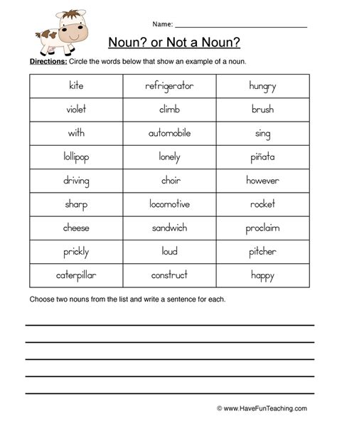 noun worksheets page     fun teaching