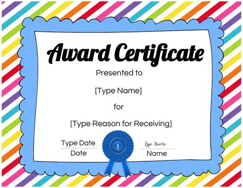 childrens certificate template  printable certificates