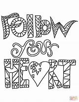 Coloring Heart Follow Pages Printable Doodle Live Quotes Supercoloring Categories sketch template