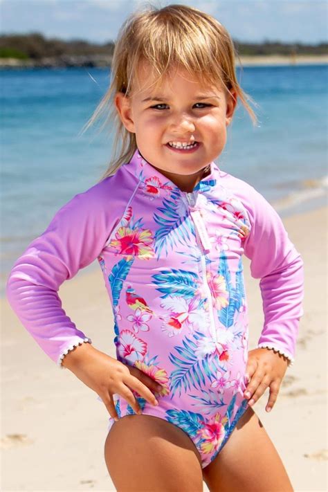 sun emporium baby girls paradise long sleeve swimsuit toddler girls swimwear areacomau