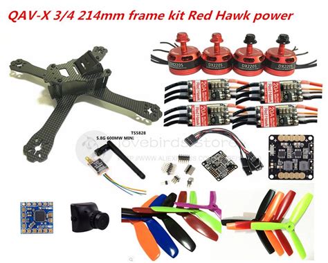 diy fpv mini drone qav  mm pure carbon frame kit red hawk dxred hawk bla esc opto