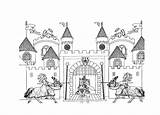 Coloring Castle King Arthur Cartoon sketch template