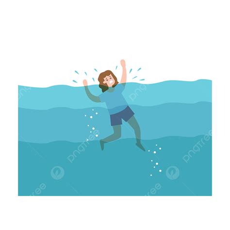 drown clipart vector girl drowning concept illustration character swim drowning png image
