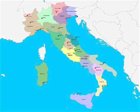 topografie italie regios en hoofdsteden wwwtopomanianet