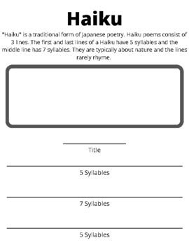 haiku writing paper  printable haiku worksheet