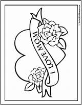 Coloring Mom Pages Mothers Heart Roses Printable Print Pdf Ribbon Colorwithfuzzy Kids Big Says Banner Flower Fuzzy Card Cards Choose sketch template