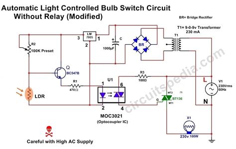 light activated dark activated switch circuit diagram  relay