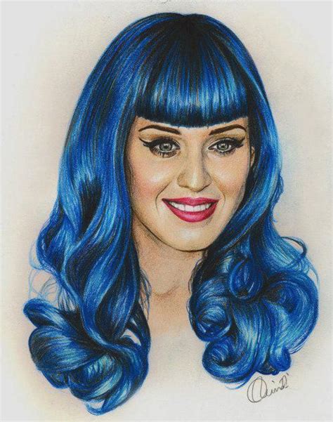 Katey Perry With Her Blue Hair Katy Perry Celebrity Drawings Katy