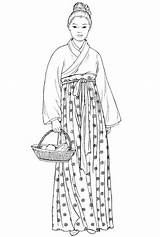 Song Dynasty Chinese Clothes Tang Traditional Clothing Women China Common Commoner Dynasties Coloring Beforeitsnews Pages Geisha 색칠 국 Colouring Hairstyles sketch template