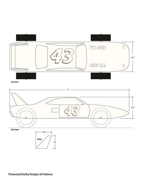 pinewood derby template printable customize  print