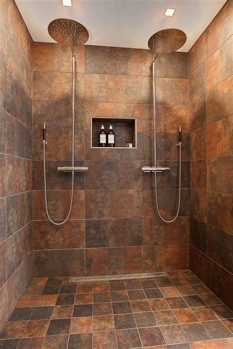 images  doorless shower  pinterest double shower shower doors  shower tiles