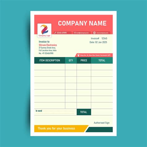 invoice template bill book format   hindi design