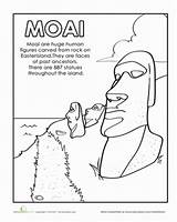 Island Easter Coloring Statues Moai Pages Worksheet Colouring Kids Education 378px 05kb sketch template