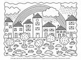 Coloriage Ciel Ville Paysage Pages Mandala Pintar Cocolico Coloriages Paisaje Malvorlagen Ausmalbilder Colorier Colorare Edificios Doodle Ciudades Kreationen Sheets Ausmalbild sketch template