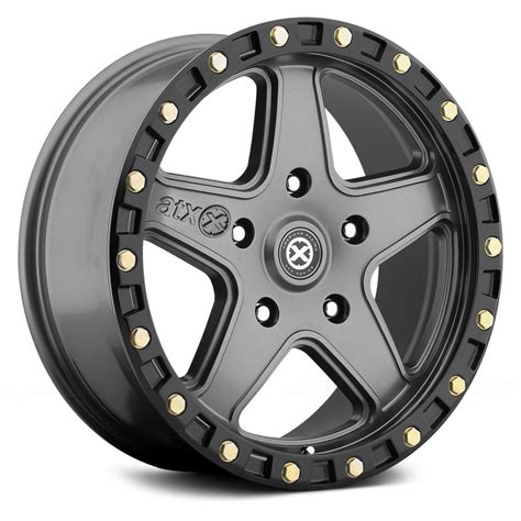 atx series ravine wheels matte gray  black reinforcing ring rims