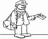 Mailman Drawing Coloring Getdrawings Mail Deliver sketch template
