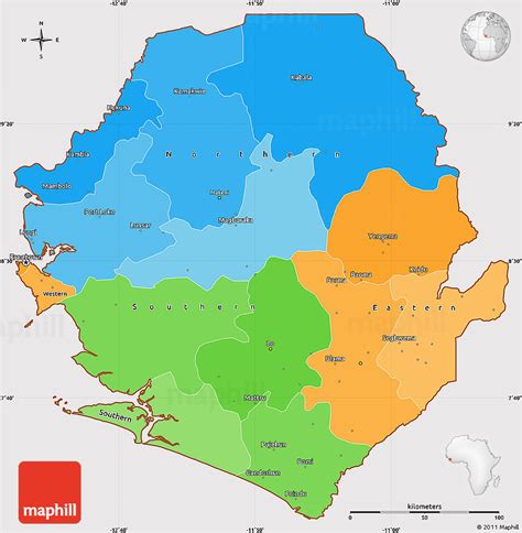 political simple map of sierra leone cropped outside