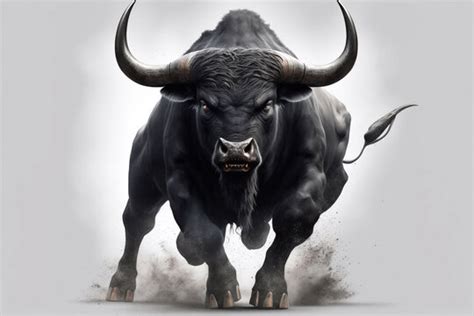 angry bull charging