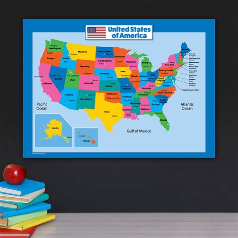 buy usa map  kids laminated united states wall chart map      desertcart