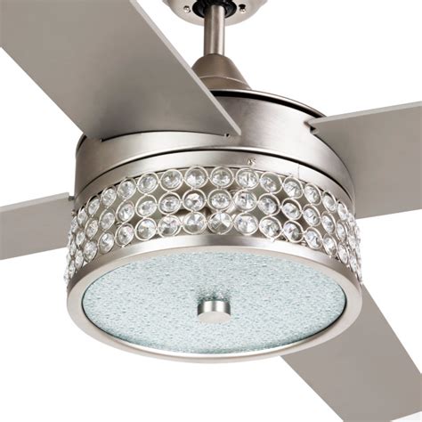 modern crystal ceiling fan  remote control satin nickel contemporary ceiling fans