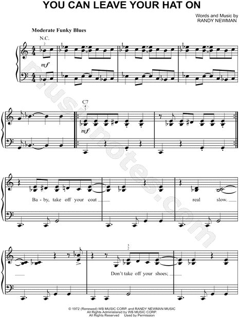 Randy Newman You Can Leave Your Hat On Sheet Music Easy Piano In C