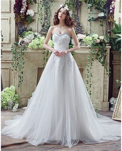 2018 Princess Tulle Lace Bridal Dress With Beaded