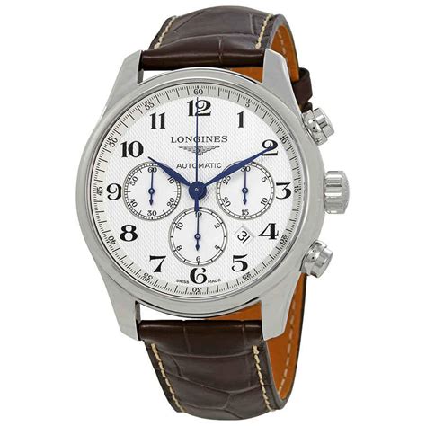Longines Leather Master Collection Chronograph Automatic White Dial