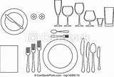 Tableware Vector Etiquette Outline Table Clipart Setting Silhouette Proper Logo Drawing sketch template