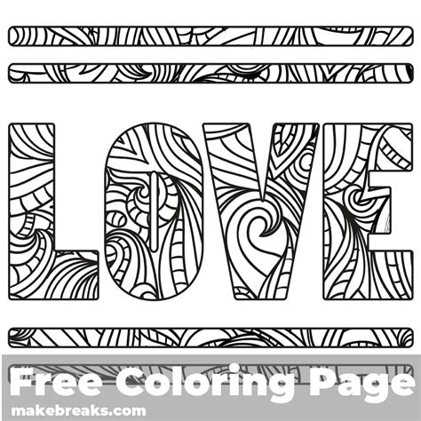 love word   valentines day  romantic themed coloring page