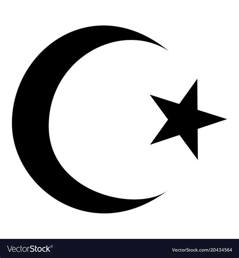 Symbol Of Islam Crescent And Star With Five Vector Image