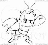 Coloring Lobster Crawdad Mascot Running Character Clipart Cartoon Crawfish Thoman Cory Outlined Vector Illustration Getdrawings Getcolorings Crayfish Fine Royalty Collc0121 sketch template