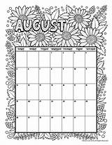Calendar Coloring August Printable Pages Kids 2021 Aug Print Calender July Monthly Printables Woojr Jr Activities September June Woo sketch template