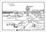 Coloring Airplane Pages Airport Colouring Printable Aeroplane Kids Small Color Sheets Party Print Book Drawing Search Clipart Airbus Airports Flughafen sketch template