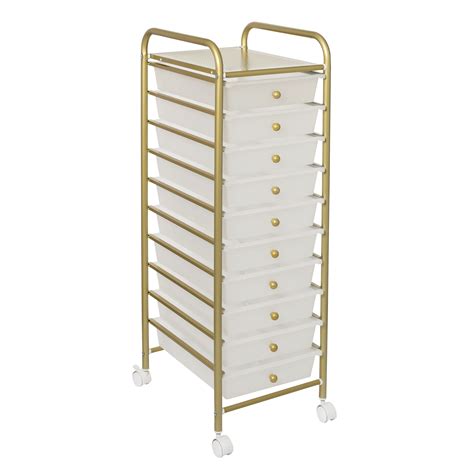 drawer rolling storage cart  plastic drawers gold walmartcom