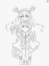 Maid Dragon Kobayashi Miss Behance Drawing Anime sketch template