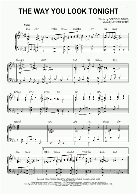 The Way You Look Tonight Piano Sheet Music