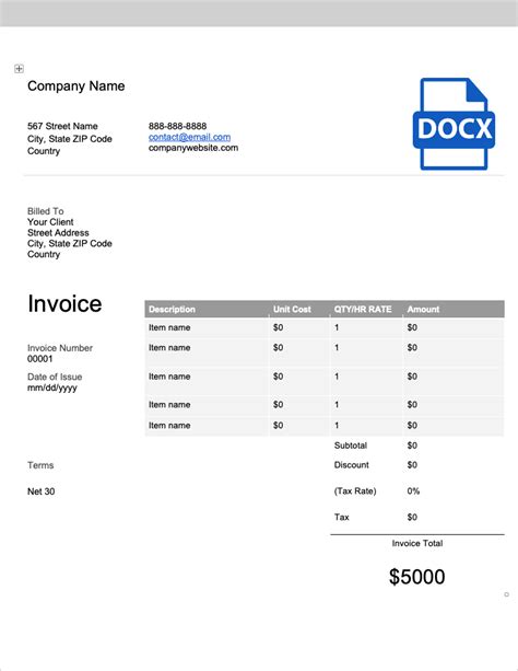 sample invoice template word invoice template word  vrogueco