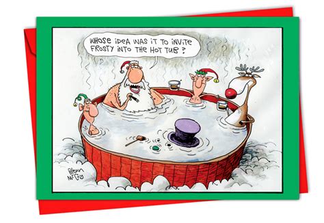 Frosty Hot Tub Funny Christmas Card