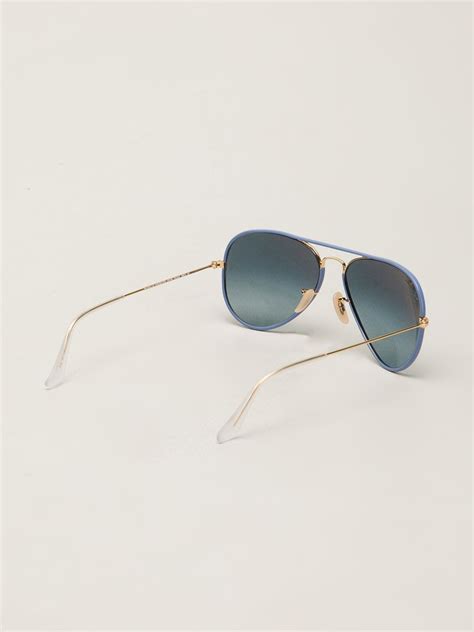 ray ban aviator full color sunglasses in blue lyst