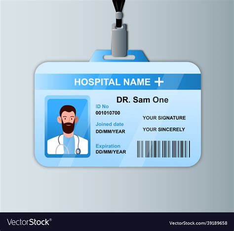 doctor id card template medical identity badge vector image