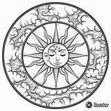 Sun Mandalas Celestial Zentangle Zen Vectors sketch template