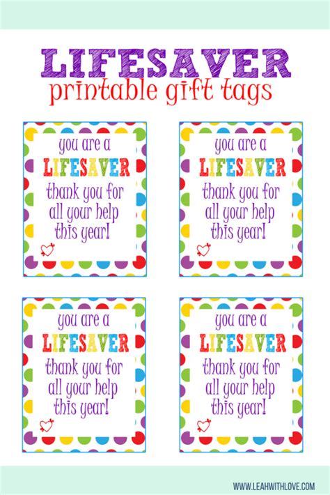 lifesaver gift tag printable gift  printables  gift tags