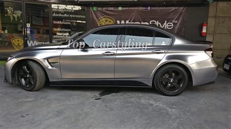 frozen gray chrome satin metallic vinyl car wrap  air bubble    quality