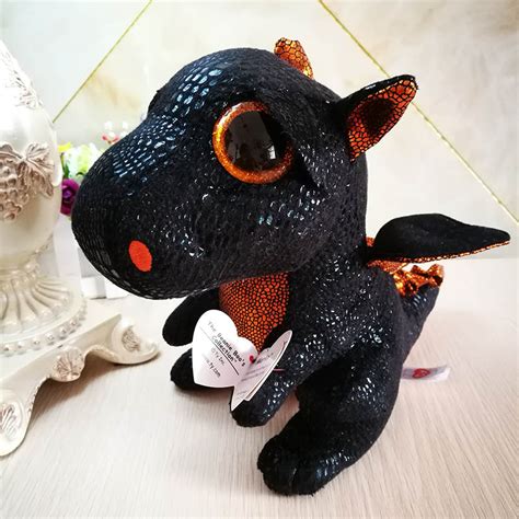 25cm 10 Ty Original Beanie Boos Plush Toy Merlin Black Dragon Stuffed